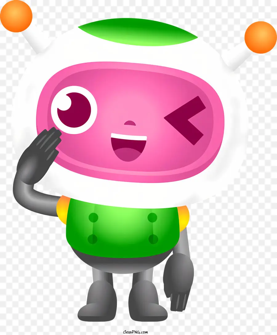 робот мультфильм，розовый и зеленый робот PNG