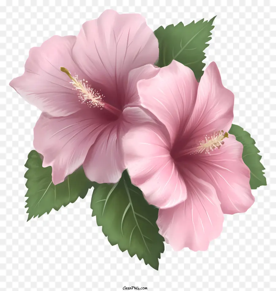 Реалистичная роза Шарон，Розовые цветы гибискуса PNG