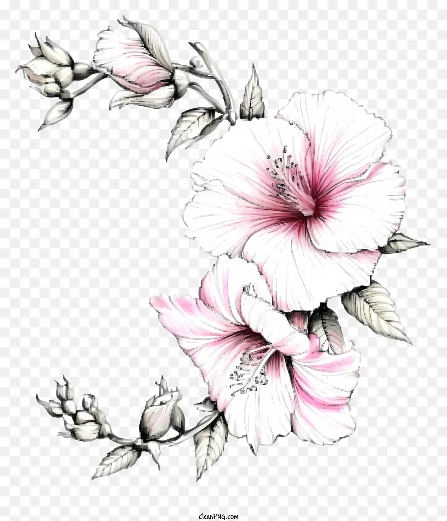 Doodle Rose Of Sharon，цветок гибискуса PNG