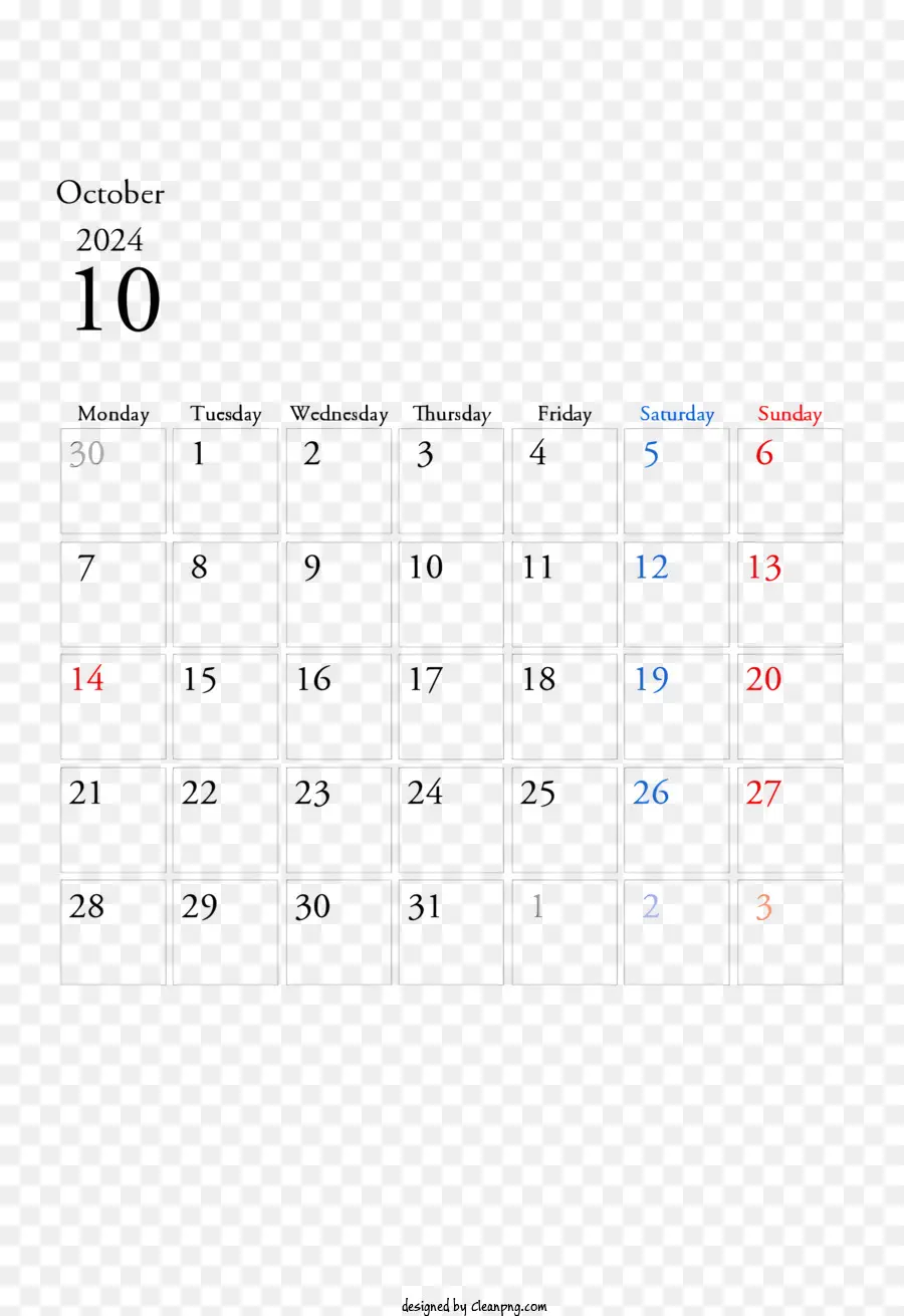 Октябрь 2024 г Календарь，Декабрь 2024 г Календарь PNG