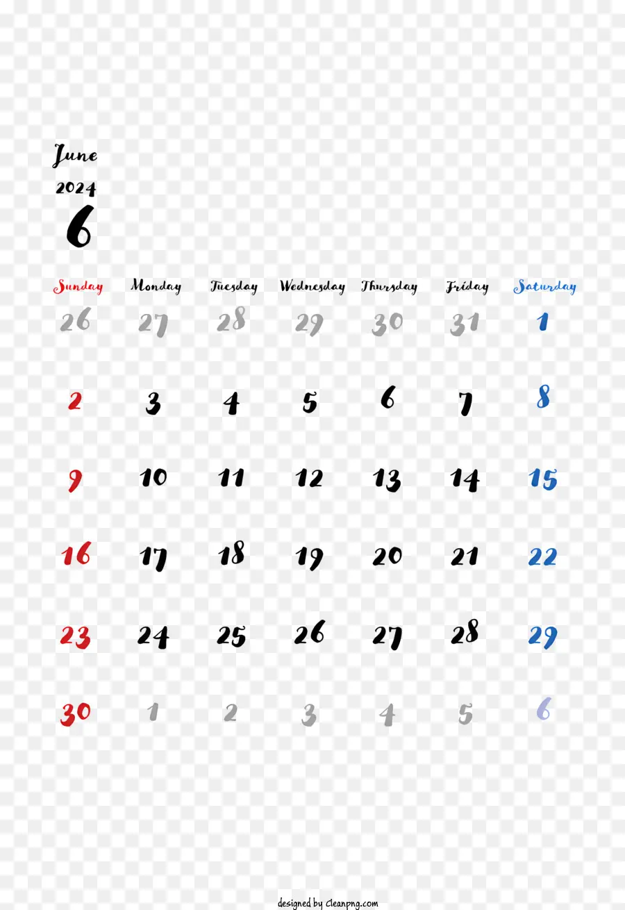 Июнь 2024 г Календарь，календарь июня PNG