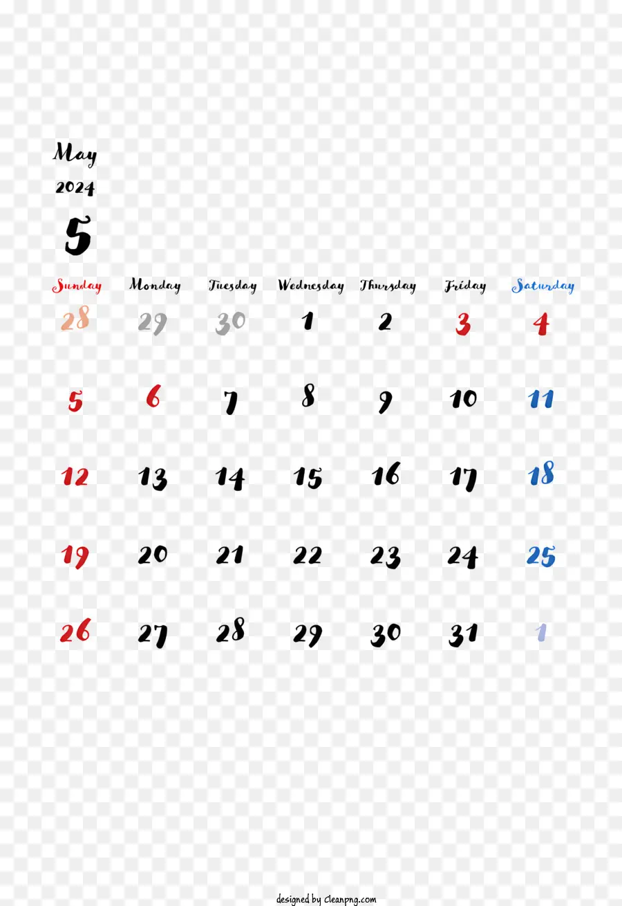 Май 2024 г Календарь，Календарь PNG