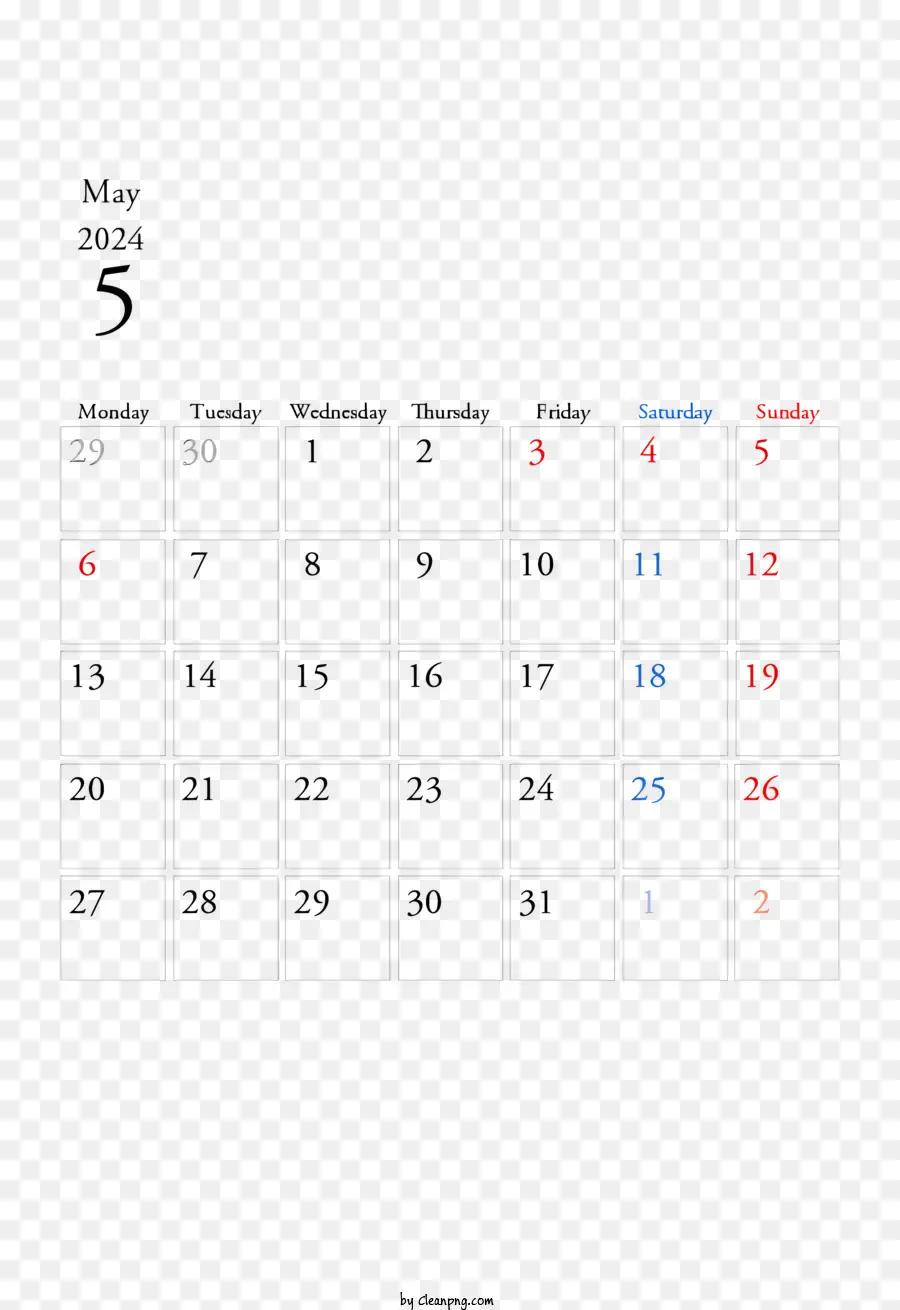Май 2024 г Календарь，Августовский календарь PNG