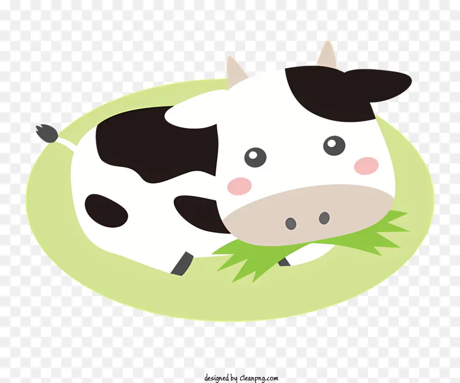 Cartoon Cow，зеленое поле PNG
