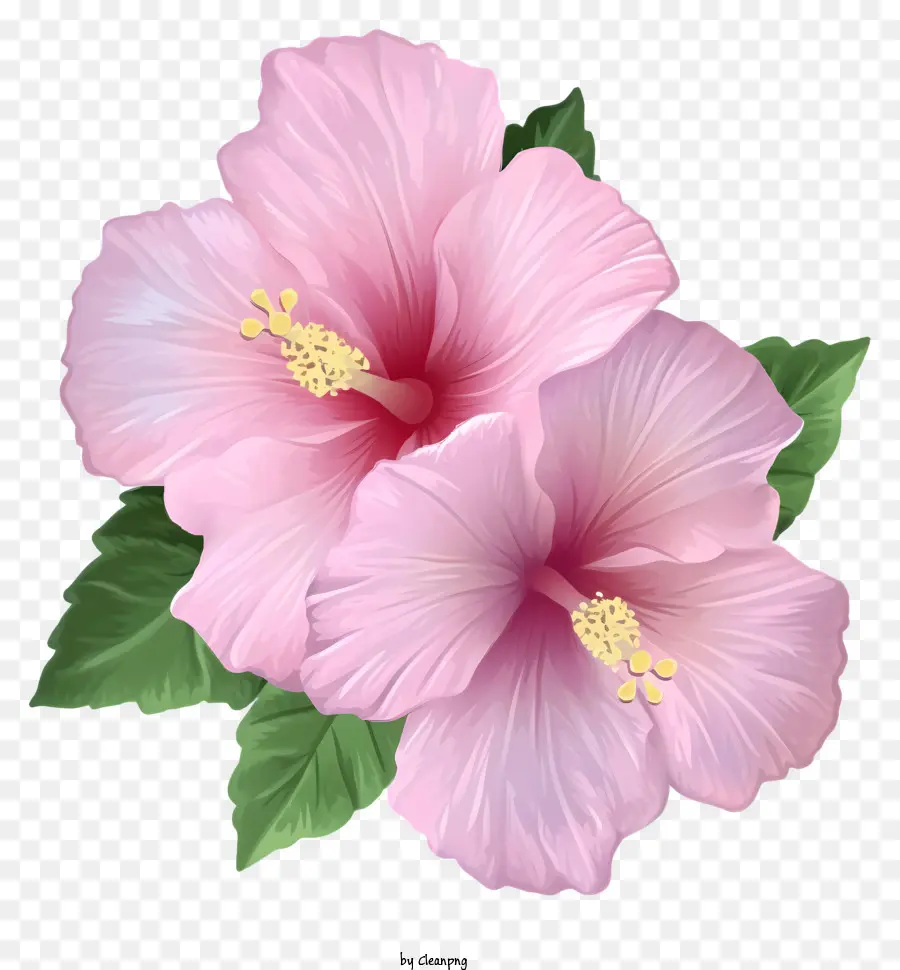 Роза Шарон Эмоджи，Розовые цветы гибискуса PNG