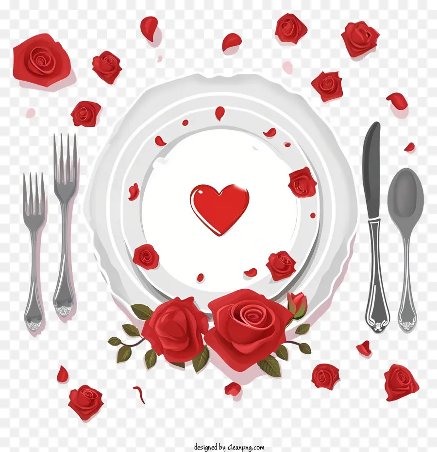 Плоский романтический ужин，Плиты PNG