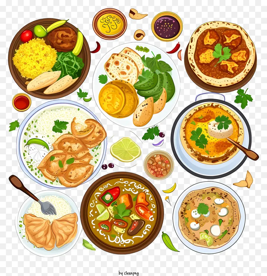 Cartoon India Cuisine，Блюдо PNG