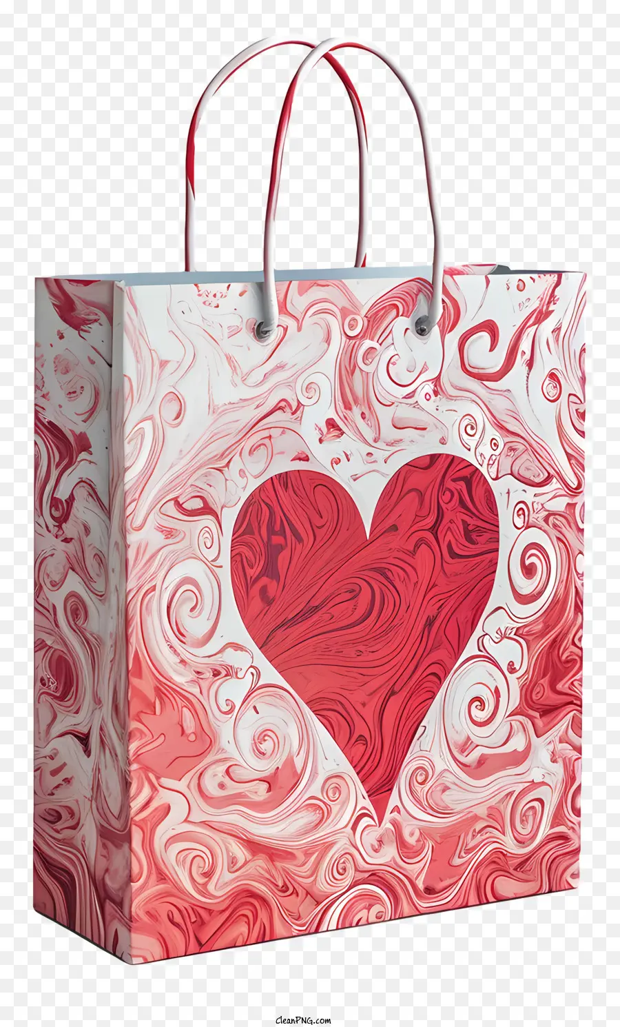 Сумка подарочного пакета Валентина，Красный и белый вихревой рисунок PNG