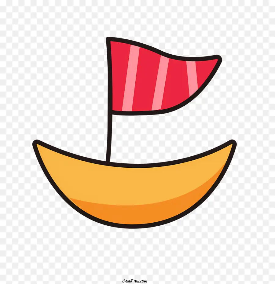 лодка，красный и белый полосатый флаг PNG