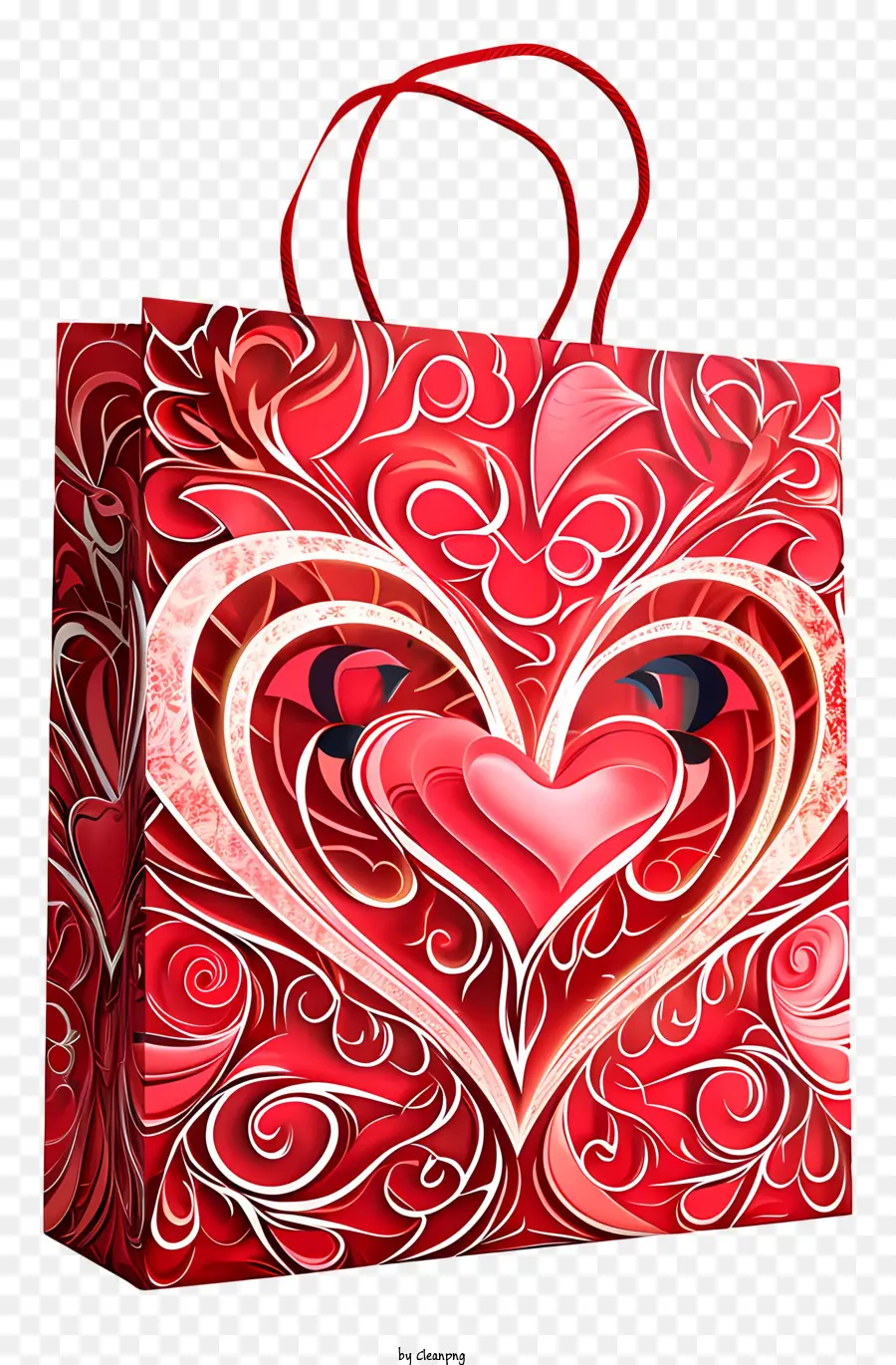 Сумка подарочного пакета Валентина，красная хозяйственная сумка PNG