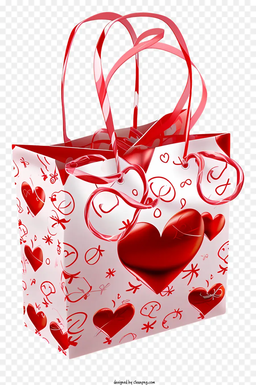 Сумка подарочного пакета Валентина，красное сердце PNG