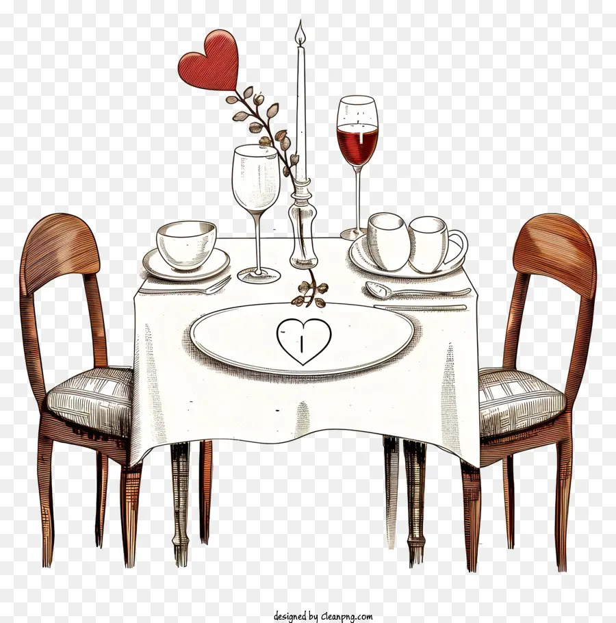 Нарисованный романтический ужин，Сервировка стола PNG