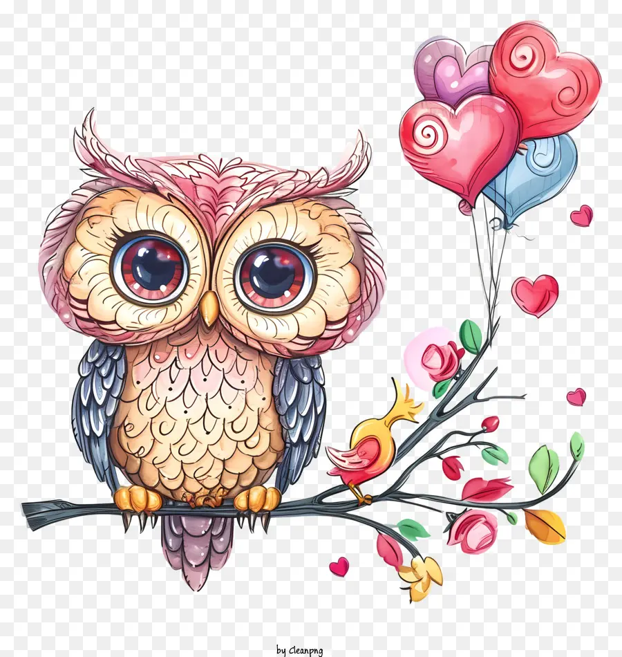 Doodle Valentine Owl，симпатичные сова PNG