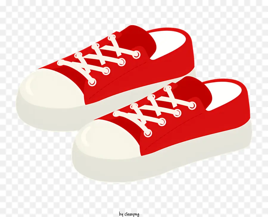 красные кеды，белые шнурки PNG