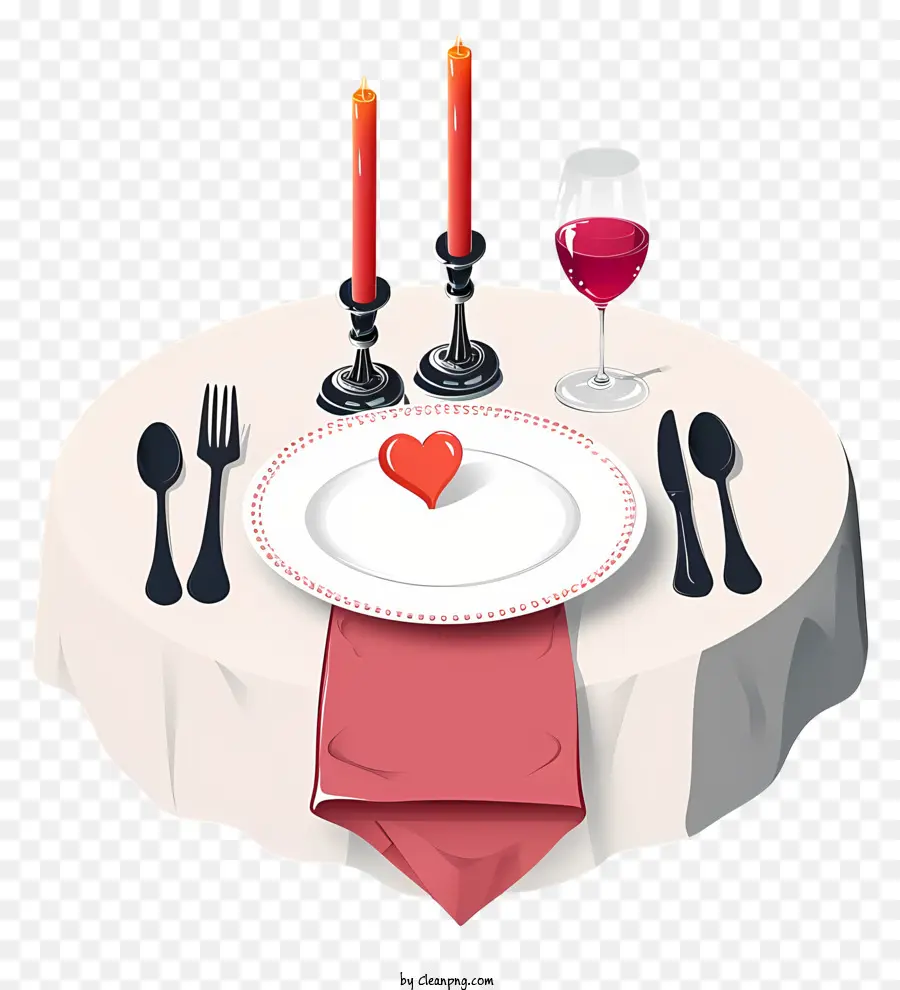 Плоский романтический ужин，Сервировка стола PNG