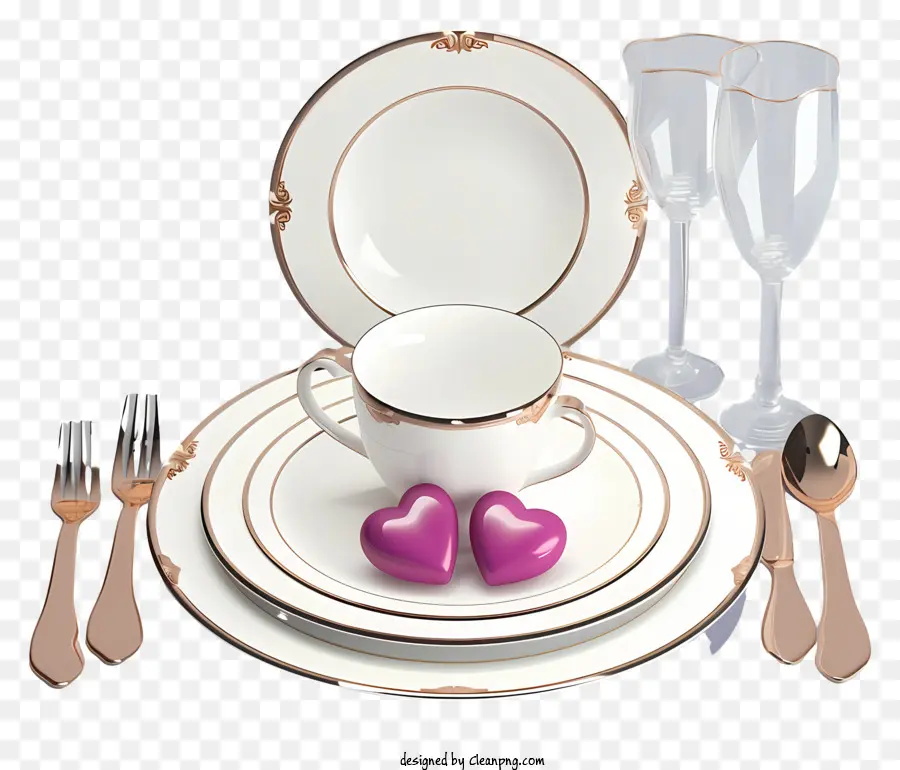 Реалистичный романтический ужин，набор серебра PNG