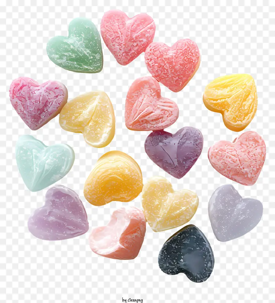 конфеты сердца，Цветные сахарные сердца PNG