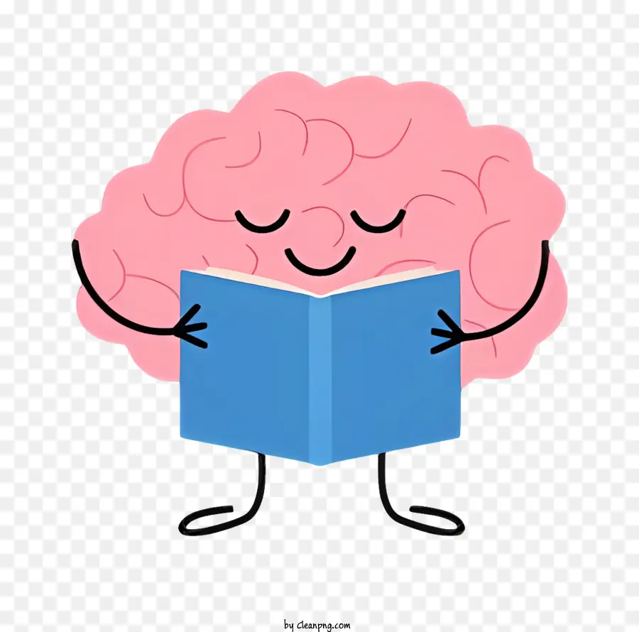 мультфильм мозг，читая книгу PNG