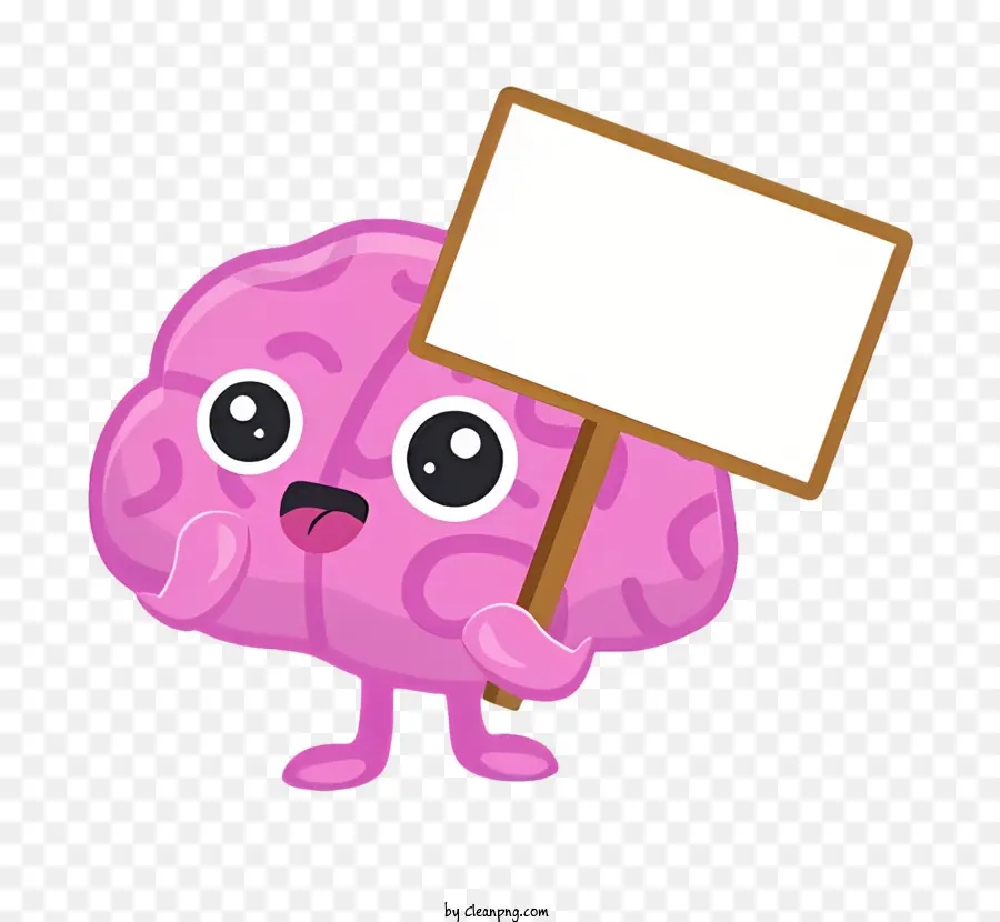 мультфильм мозг，мозг с пустым знаком PNG