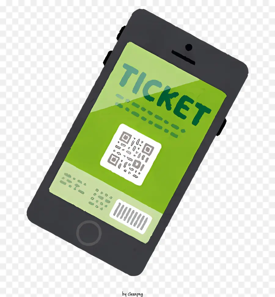 смартфон，зеленый билет PNG