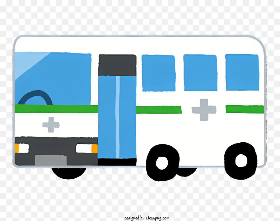 автобус，белый и зеленый PNG