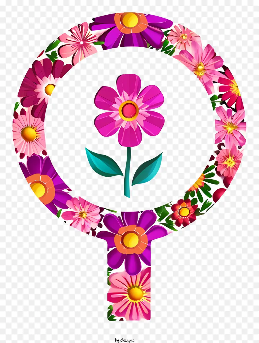 плоский женский гендерный символ и цветы，Женский символ PNG