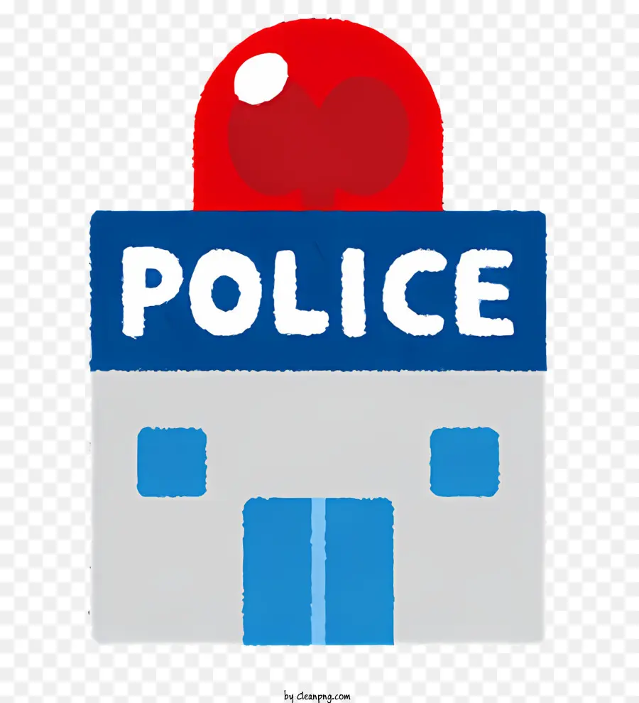 Полицейское здание，синий свет PNG