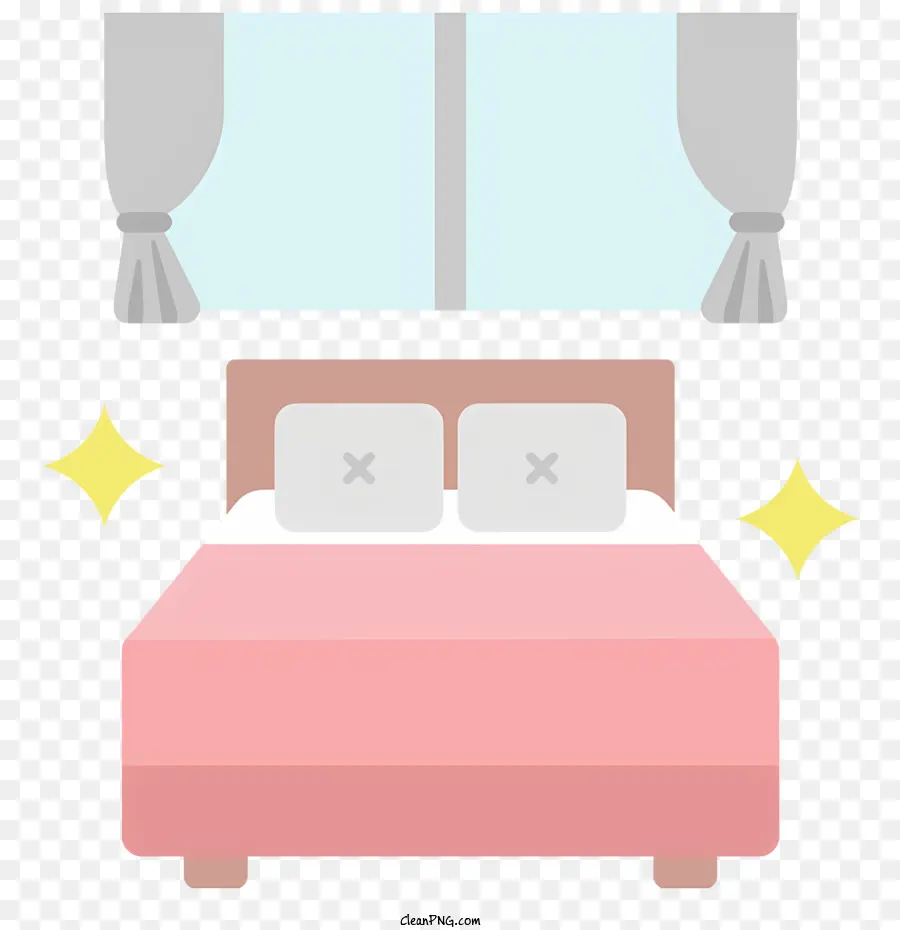 Декор спальни，розовая и желтая кровать PNG