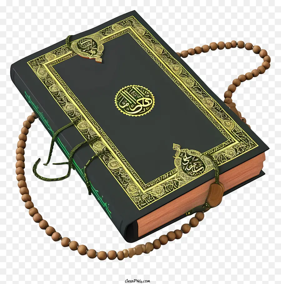 священная книга мусульман и молитвы бусин，Черный Коран PNG