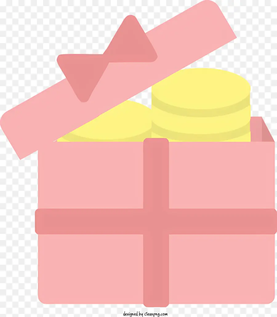 Розовая подарочная коробка，золотые монеты PNG
