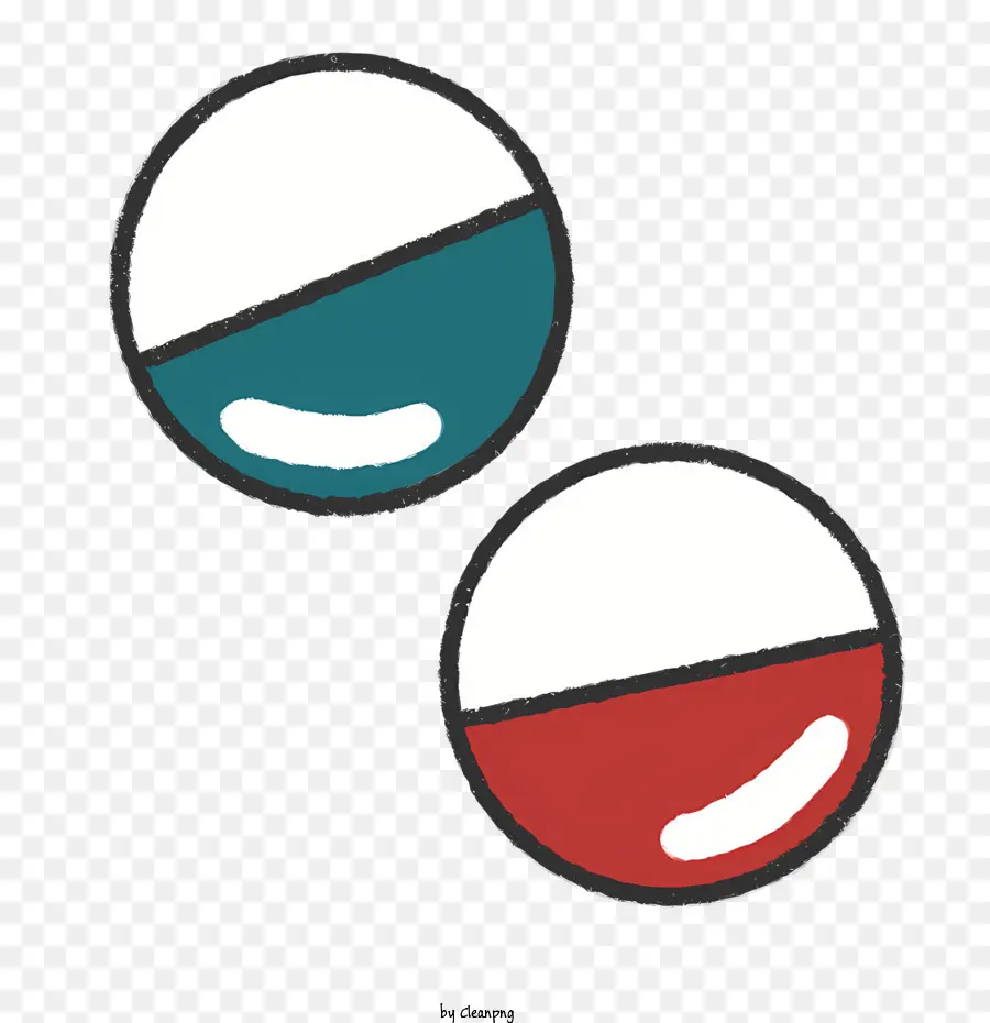 Красные и синие круглые объекты，минималистичный дизайн PNG