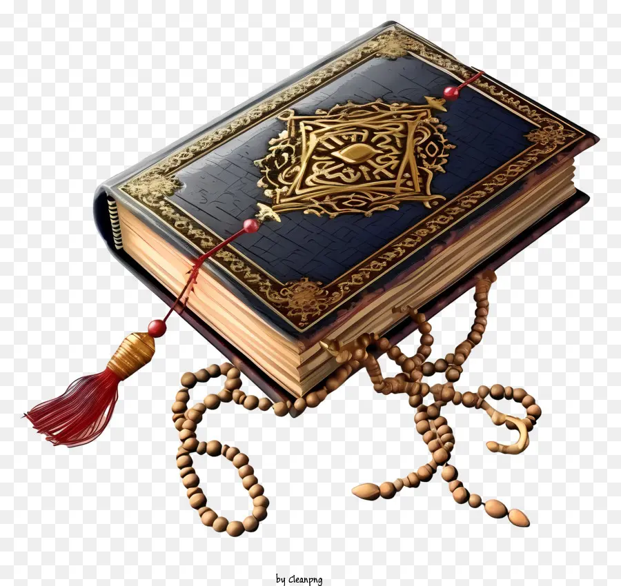 Плоская святая книга Корана и молитвы бусин，Кожаный Коран PNG