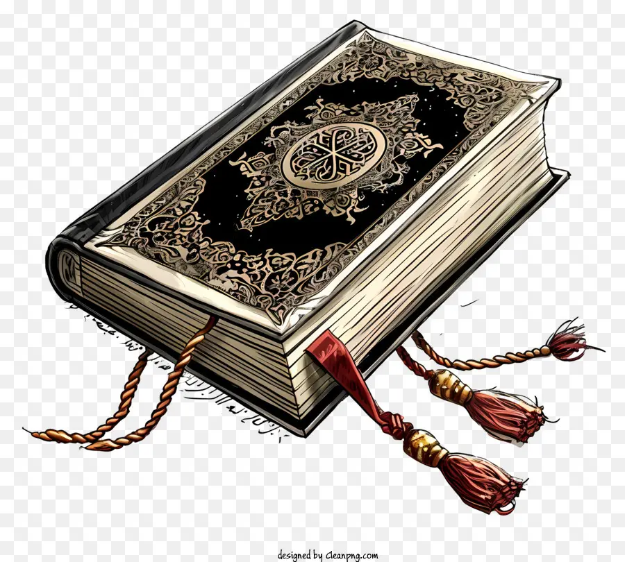 Doodle священная книга Корана，Большая черная книга PNG