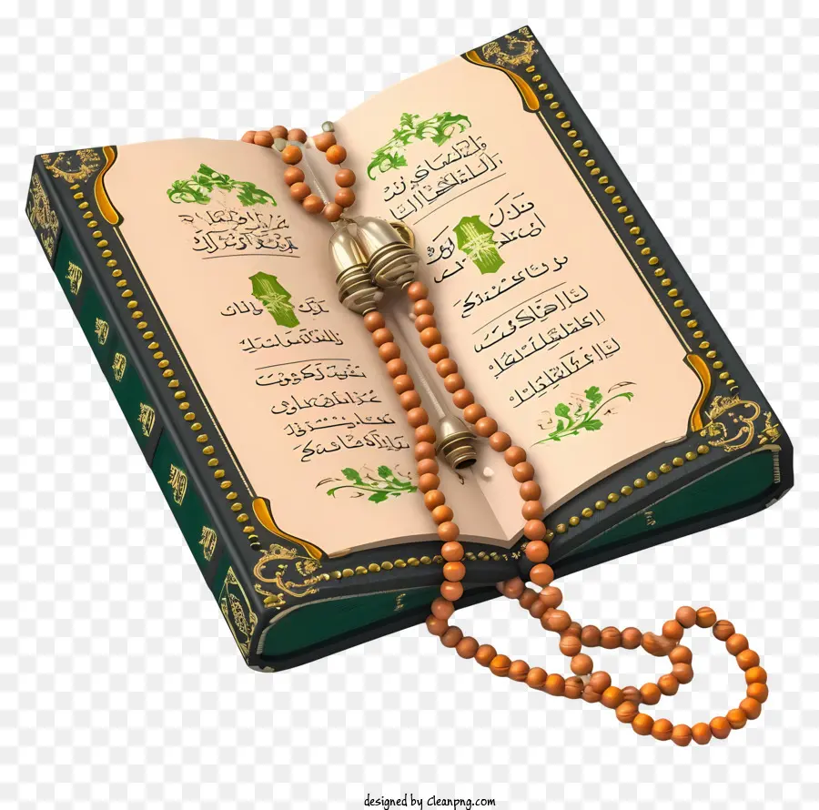 Реалистичная 3d Святая Книга Корана и молитвы бусин，Коран PNG