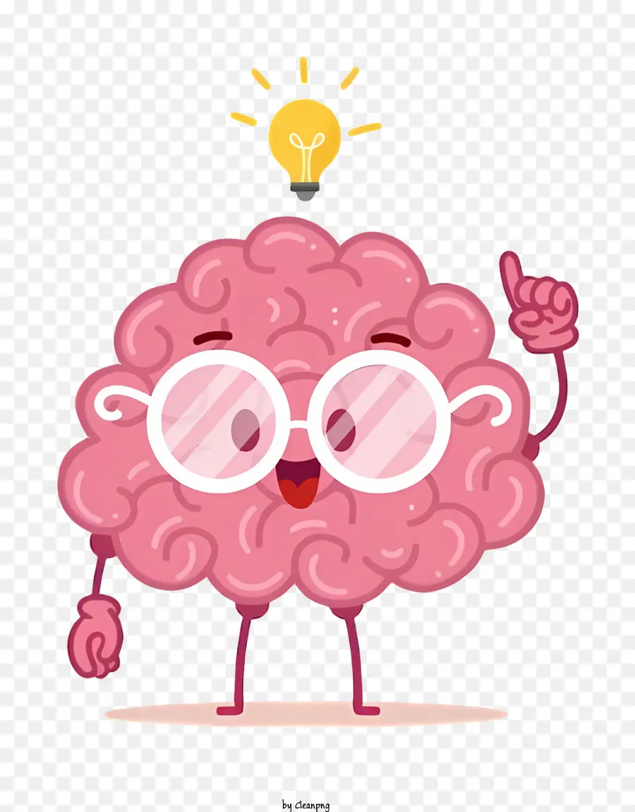 мультфильм мозг，мозг с очками PNG