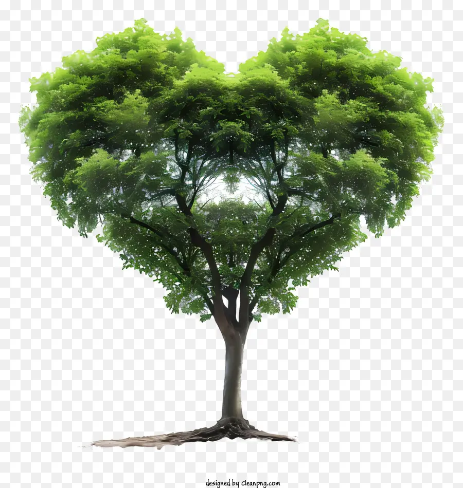 дерево в форме сердца，зеленое дерево PNG