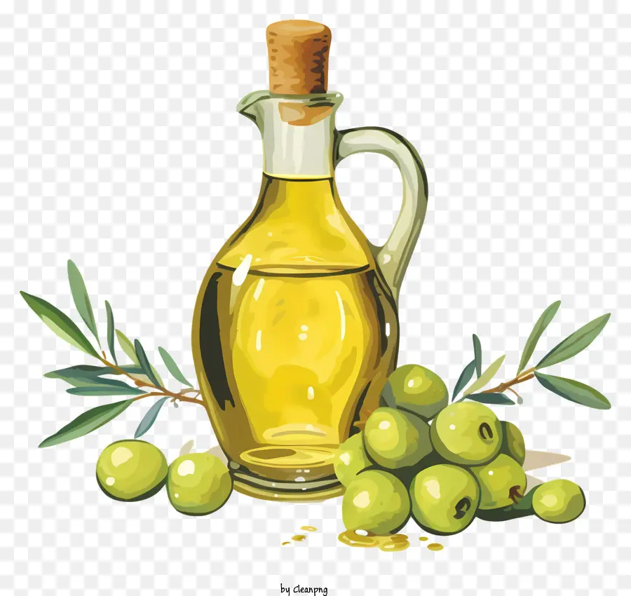 оливковое масло в стиле эскиза，Оливковое масло PNG