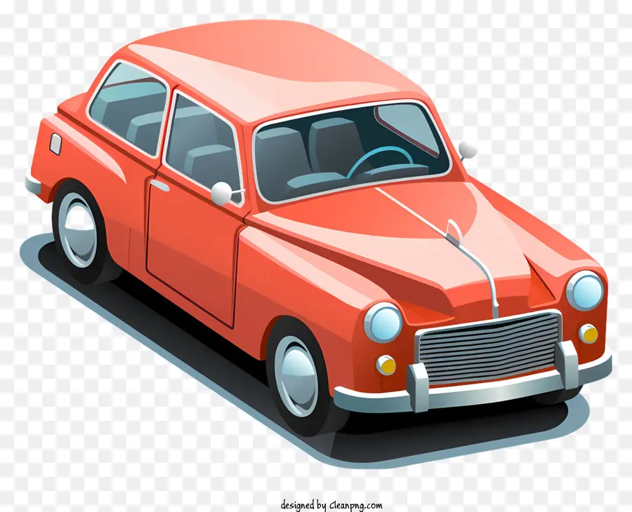 Плоская мультипликационная машина，Red Car PNG
