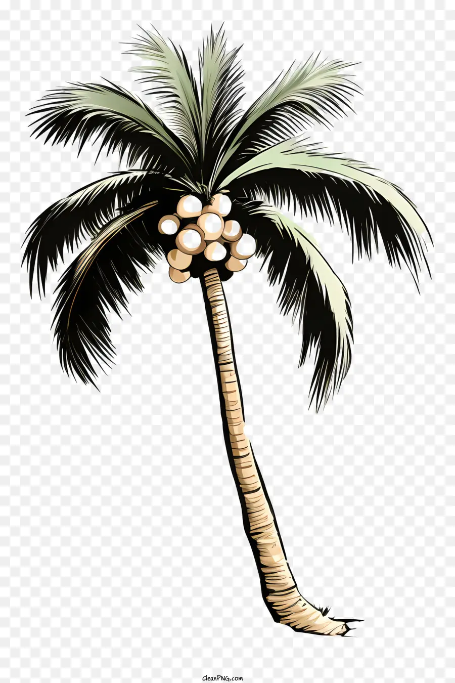 кокосовое дерево стиля эскиза，пальму PNG