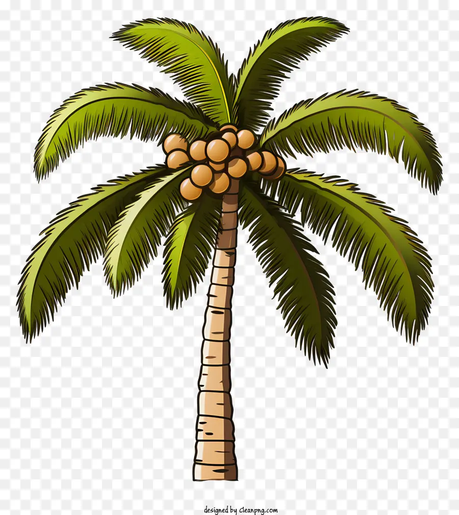 Плоское кокосовое дерево，пальму PNG