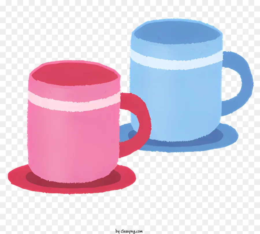 чашки на белом фоне，розовые и синие чашки с рисунком PNG