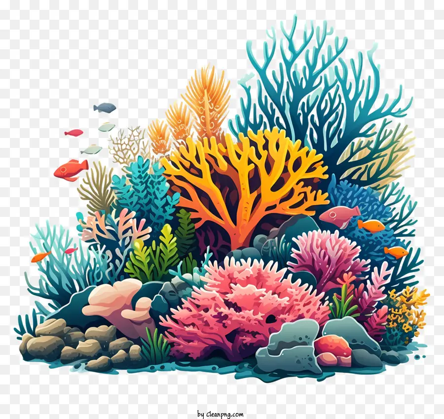 Минимализированная плоская векторная иллюстрация，Коралловый риф PNG