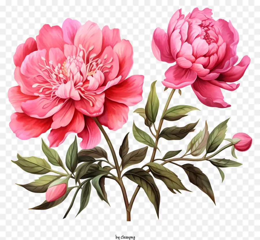 Акварельный розовый цветок，живопись PNG