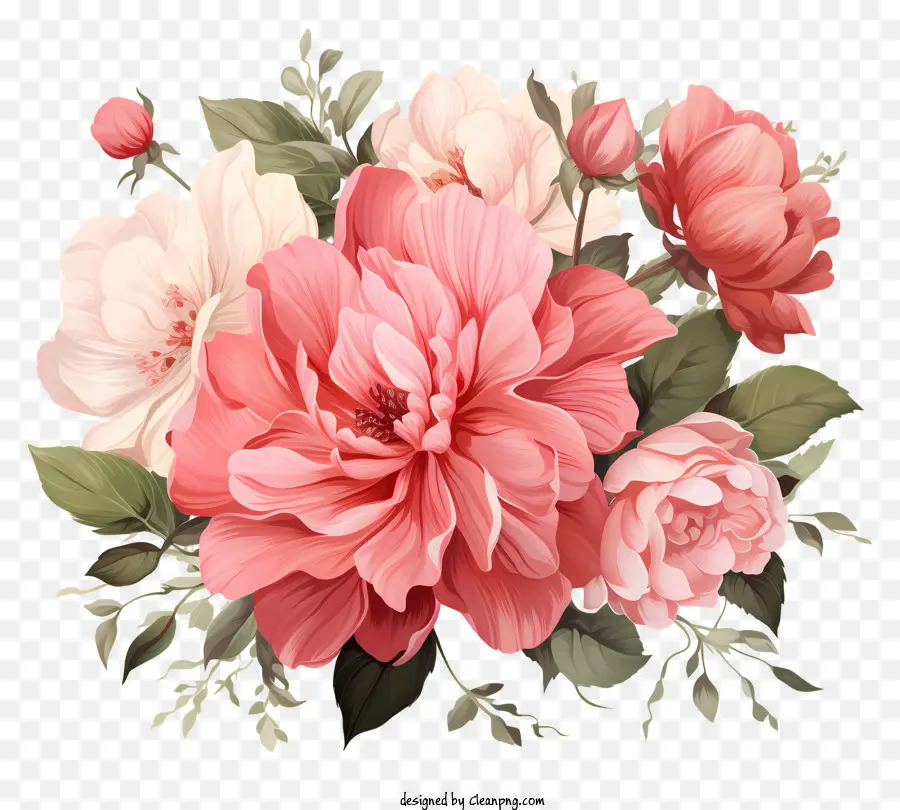 эскиз стиль розовый цветок，Ключевые слова букет PNG