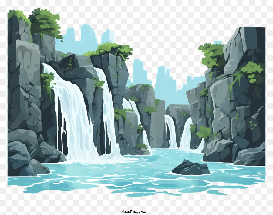 Ручная ручная водопад，живописный водопад PNG