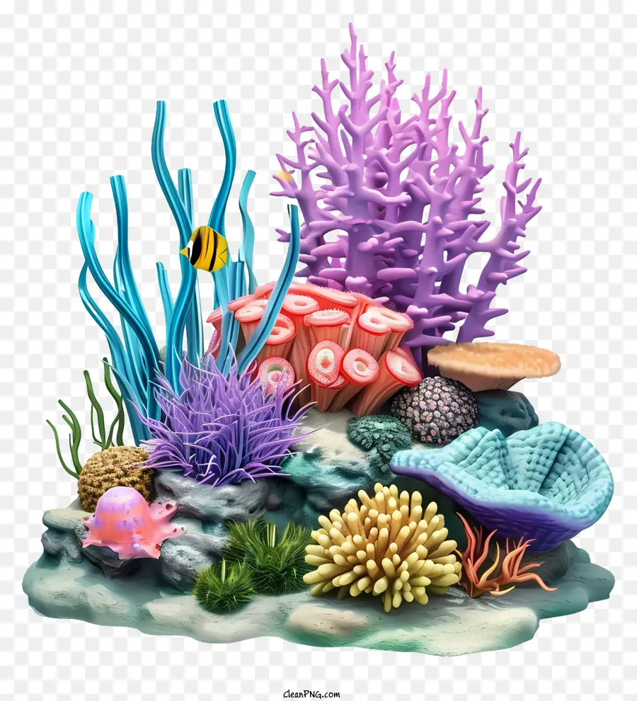 Плоский коралловый риф，подводная сцена PNG
