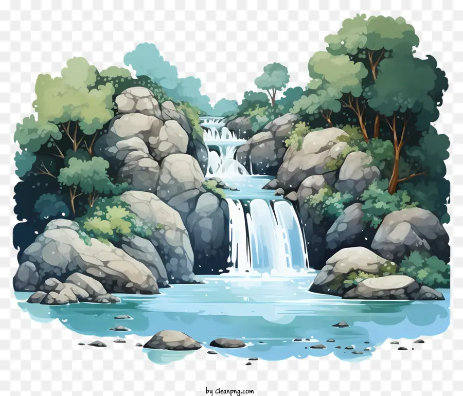 акварельный водопад，Водопад PNG