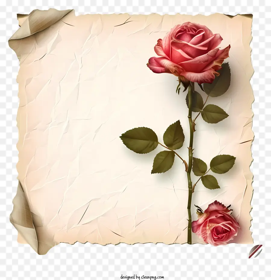 Романтическая роза и бумага иллюстрируют，красная роза PNG