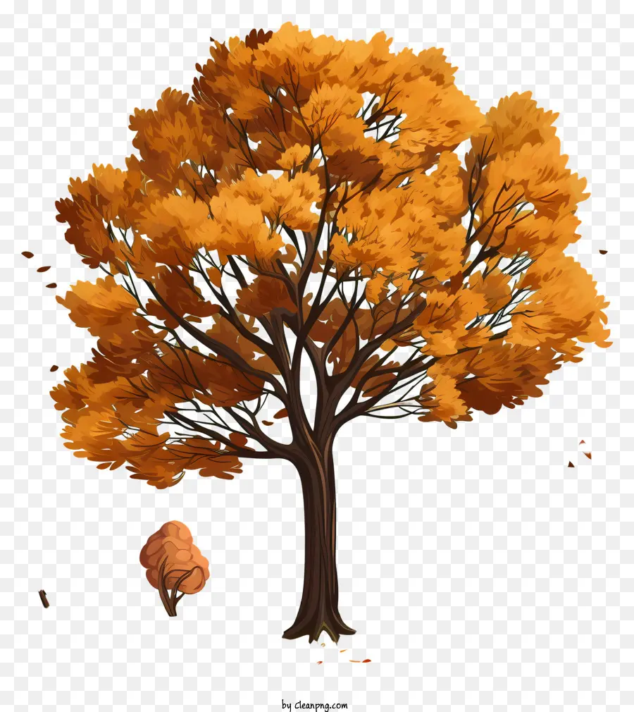 Ручная натянутая осеннее дерево，осенняя листва PNG