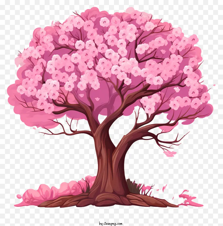 эскиз стиль вишнево цветет，розовое дерево PNG